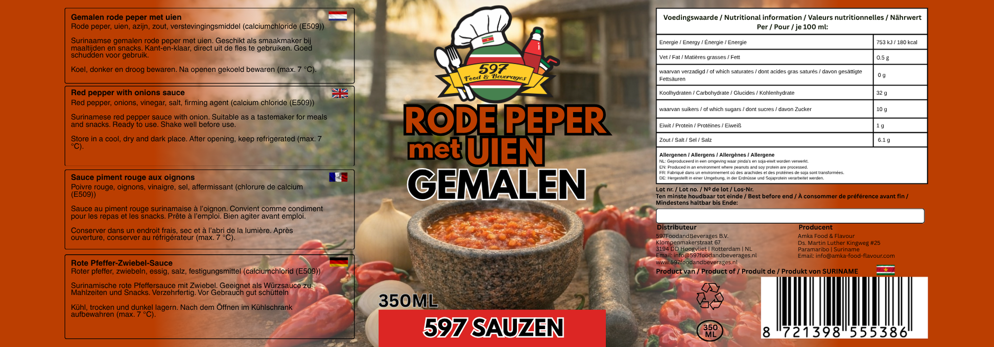 Rode Peper met Uien Gemalen